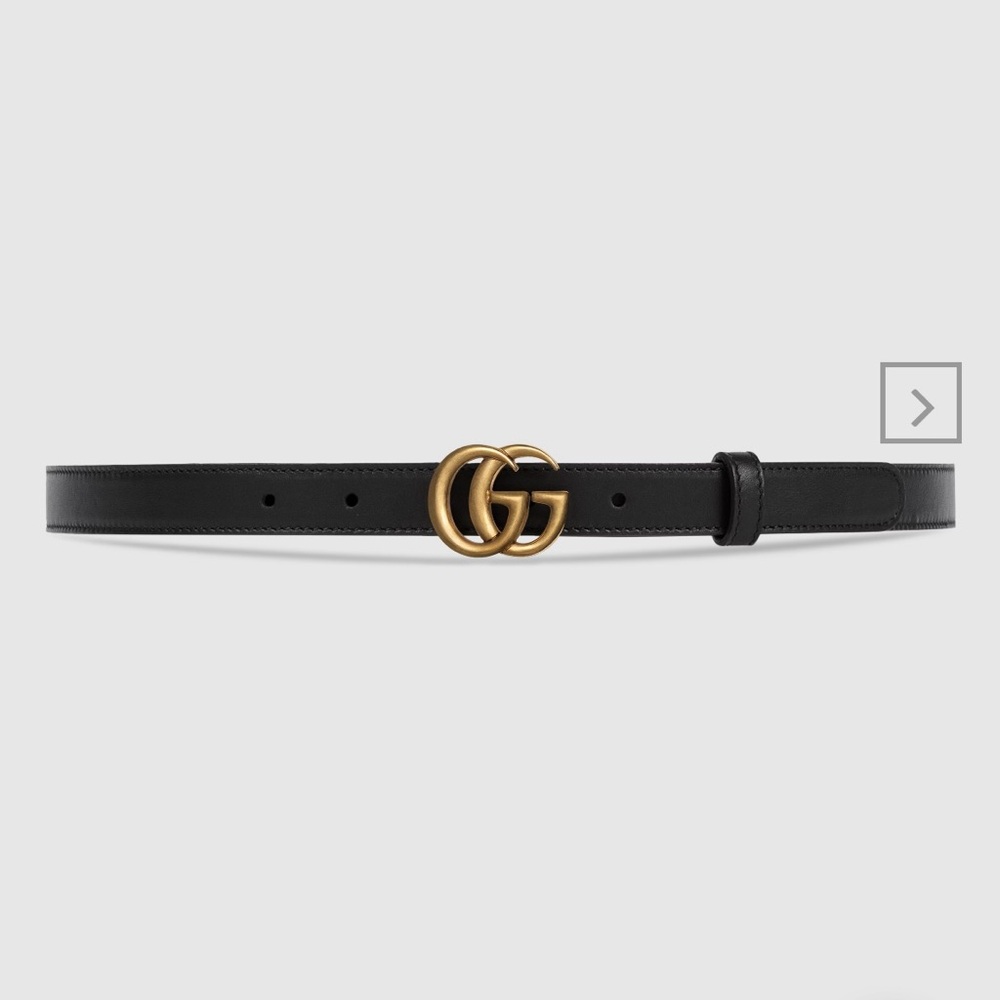 Leather Gucci Belt with Double G Buckle